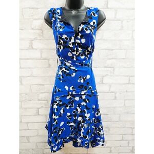 NWT Cabi Untamed Dress Cobalt Jungle Blue Animal Print 5576 Womens Size M